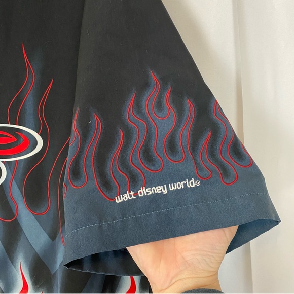 Vintage Walt Disney World Mickey Mouse Flaming Short Sleeve Shirt Size L - Picture 5 of 15